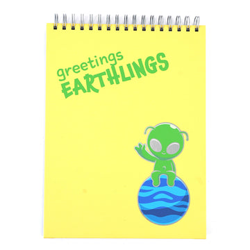 100 Sht/200 Page Sketch Book W/Hot Stamp, 9X12", Top Metal Spiral- Earthlings