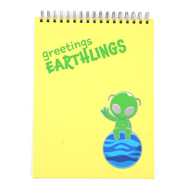 100 Sht/200 Page Sketch Book W/Hot Stamp, 9X12", Top Metal Spiral- Earthlings