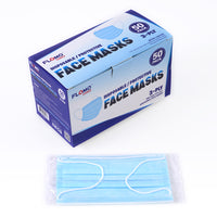 50Pk 3Ply Protective Disposable Masks, Blue/White