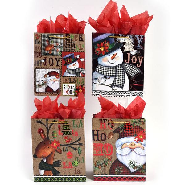 3Pk Large Christmas Hot Stamp Bag, 4 Designs