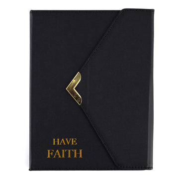 128 Sht/256 Pages Pu Envelope Flap Religious Journal,Black, 6"W X 8"L