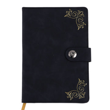 128Sht Pu Journal W/ Snap Magnetic Closure & Hot Stamp, Blackgold Filigree, 8.25"Lx5.6875"W