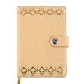 128Sht Pu Journal W/ Snap Magnetic Closure & Hot Stamp, Ivory Gold Geo, 8.25"Lx5.6875"W