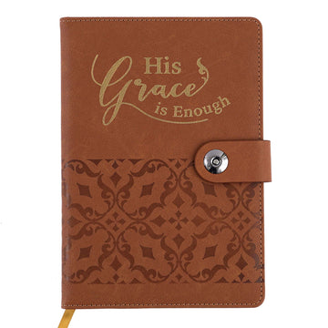 128Sht Pu Journal Debossed W/Snapmagnet Close & Htstamp,Religious Grace Brown,8.25"Lx5.6875"W