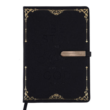 128Sht Pu Journal W/Metal Bar-Magnetic Closure, Religious Be Still 8.25"X 5.6875"