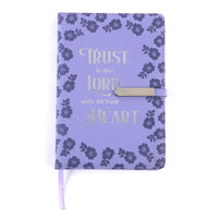 128Sht Pu Journal W/Metal Bar-Magnetic Closure, Religious Trustlord/Lav Floral, 8.25"X5.6875"