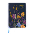 128Sht/256 Page Pu Cover Bookbound Journal W/Htstamp, Religious Navy Floral, 5.5"W X 8.25"L