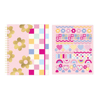 130 Sheets/260 Pages Mega Spiral Journal W/Hot Stamp,2 Sticker Shts,Daisy Check,11.25"X9.25"