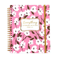 140Sht/280Pge Mega Spiral Hot Stamp Religious White Floral Notebook, 11.25"X9.25"