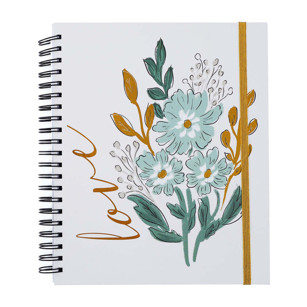 140Sht/280Pge Mega Spiral Hot Stamp Love Floral Notebook, 11.25"X9.25"