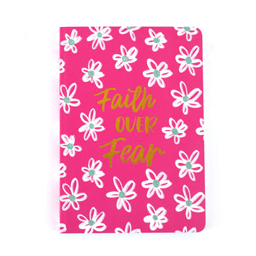 140 Sheet Perfect Bound Embossed Notebook, Religious Pink Floral, 7 X 10"