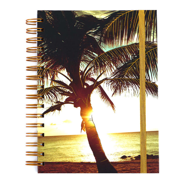 160Sht/320Pg Palm Tree Sunset Hot Stamp Chunky Spiral Journal, 8.5"X6.25"