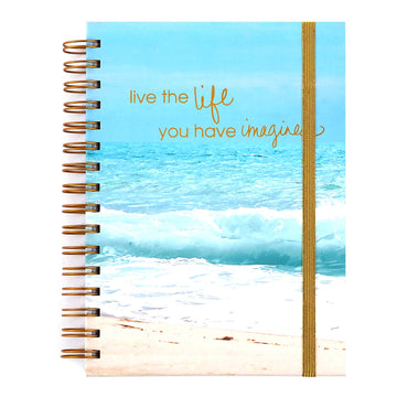 160Sht/320Pg Beach Life You Imagined Hot Stamp Chunky Spiral Journal, 8.5"X6.25"