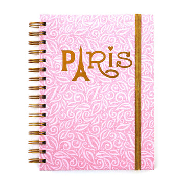 160Sht/320Pg Pink Paris, Hot Stamp Chunky Spiral Journal, 8.5"X6.25"