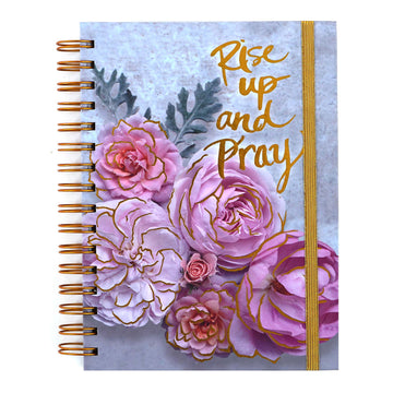 160Sht/320Pg Religious Rise Up Floral Hot Stamp Chunky Spiral Journal, 8.5"X6.25"