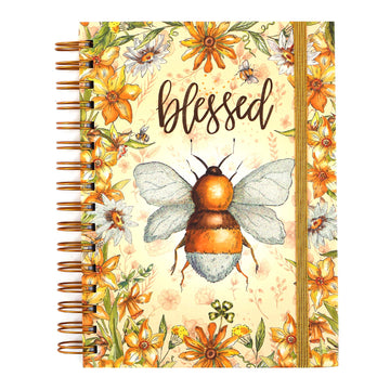 160Sht/320Pg Religious Bee Blessed Glitter Chunky Spiral Journal, 8.5"X6.25"