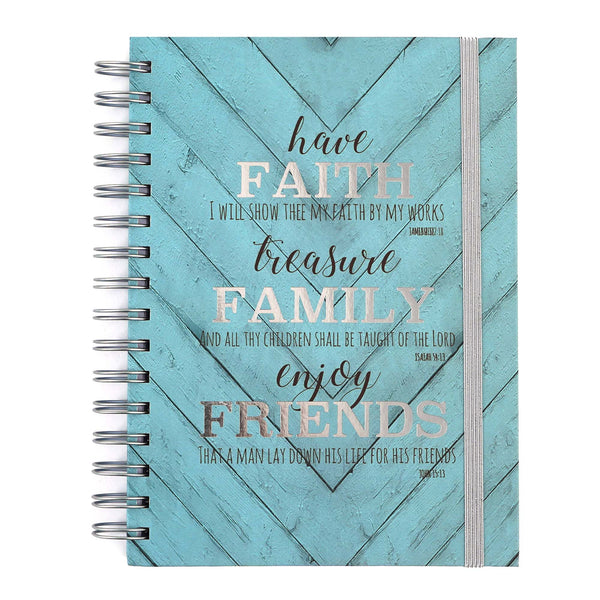 160Sht/320Pg Religious Faith Family Friends Hot Stamp Chunky Spiral Journal, 8.5"X6.25"