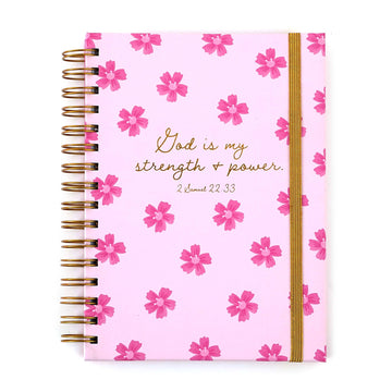 160Sht/320Pg Hot Stamp Religious Pink Daisies Chunky Spiral Journal, 8.5"X6.25"