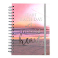 160 Sht Jumbo Spiral Hot Stamp Journal, Start Each Day Beach Inspiration 8.5"X6.25"