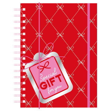 160Sht/320Pge Chunky Spiral Journal W/Gift Tag, Tiny Bows, 8.5"X 6.25"