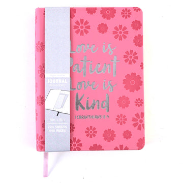 224Sht Pu Journal W/Inside Pocket Love Is Pink Religious Floral, 6"X 8"