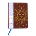 224Sht/448Pge Pu Journal W/Inside Pocket & Hot Stamp, Celestial Brown Sun, 6" X 8"