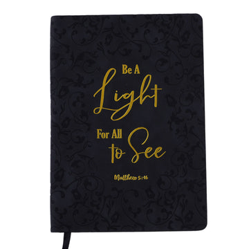 160Sht Pu Journal Debossed W/ Hot Stamp, Religious Be A Light 8.25"L X 5.625"W