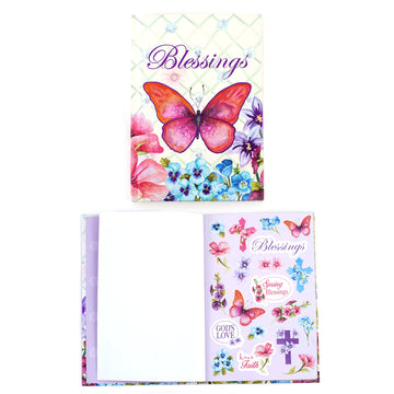 160Sht/320 Pge Bookbound Journal W/Ht Stamp&2 Sticker Shts, Religious Butterfly, 8.5"Lx6"W