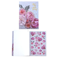 160Sht/320Pge Bookbound Journal W/Ht Stamp & 2Sticker Shts,Religious Riseup Floral 8.5"Lx6"W