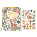 160Sht/320 Pg Bookbound Journal W/Hot Stamp,2Sht Stickers, Religious Beige Floral, 8.5"Lx6"W