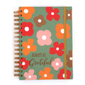 160Sht Hot Stamp Chunky Spiral Journal W/Inside Pocket, Always Be Grateful Floral, 8.5"X6.25"