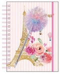 160Sht/320Pge Jumbo Spiral Chunky Journal W/Pen In Blistercard, Paris Floral, 8.5" X 6.25"