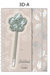 160Sht/320Pge Jumbo Spiral Chunky Journal W/Pen In Blistercard, Silver Floral, 8.5" X 6.25"