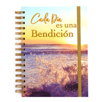 160Sht/320Pg Religious Spanish Beach Waves, Hot Stamp Chunky Spiral Journal, 8.5"X6.25"