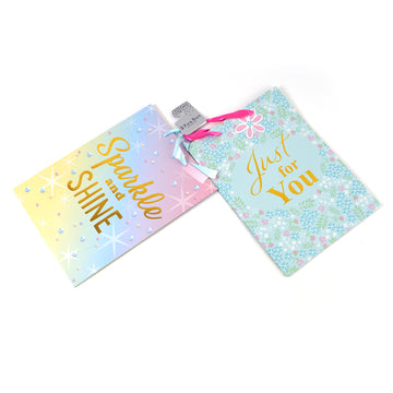 2Pk Extra Large Sparkle Hot Stamp Gift Bags, 2 Assorted Designs