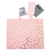 Horizontal All Occasion Big Stars On Pink Hot Stamp Gift Bag With Tissue