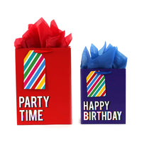 2Pk E+L Birthday Party Time Hot Stamp Gift Bags, 2 Designs