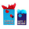 2Pk E+L Birthday Surprise Hot Stamp Gift Bags, 2 Designs