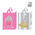 2Pk Extra Large Birthday Cupcake/Hat Glitter On Metallic Gift Bags