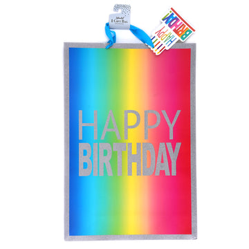 Super Giant Birthday Vertical Rainbow Glitter Gift Bag