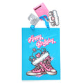 Extra Large Birthday Pink Sneakers & Crown Glitter Gift Bag, With Tissue