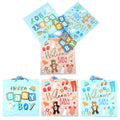 3Pk Square Square Baby Boy Blue Hot Stamp Gift Bags, 3 Designs