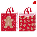 2Pk Extra Large Christmas Gift Bags W/Glitter - Gingerbreads On Red