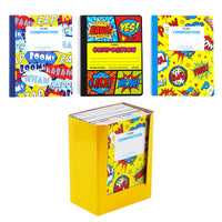 100 Sheets Wide Ruled Composition Book In Pdq, Comic Book Typography,9.75" X 7.5",3 Designs