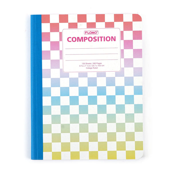 130 Sheet Composition Notebook, Ombre Checker, 9.75 X 7.5"