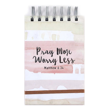 150Sht Top Spiral Chunky Spiral List Pad, Religious Pray More Watercolor, 6" X 4", 1 Design