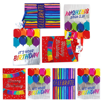 2Pk Extra Large Celebrate Your Birthday Hot Stamp/Glitter Premium Plus Bag, 3 Designs