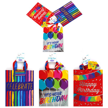 3 Pack Large Star-Rainbow-Stripe Birthday Hot Stamp/Glitter Premium Plus Bag,3 Designs