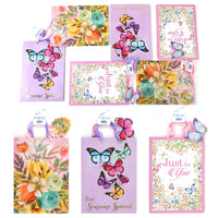 2Pk Extra Large Flowers & Butterfly Party Hot Stamp/Glitter Premium Plus Bag, 3 Designs