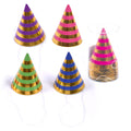 8Pk 3" Brights Stripe Mini Hat With Hot Stamp